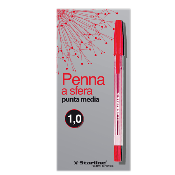 MD_STL1109 Penna a sfera con cappuccio - punta media 1,0mm - rosso - Starline - conf. 50 pezzi - immagine 1