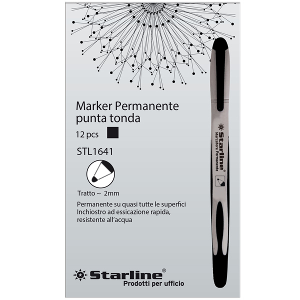 MD_STL1641 Marcatore permanente Starline - punta tonda 2,0mm - nero - Starline - immagine 1