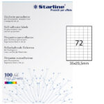 Etichette adesive - in carta - permanenti - 35 x 23,5 mm - 72 et/fg - 100 fogli - bianco - Starline
