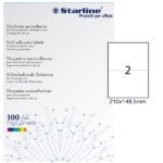 Etichette adesive - in carta - permanenti - 210 x 148,5 mm - 2 et/fg - 100 fogli - bianco - Starline
