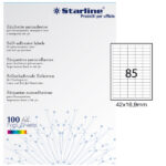 Etichette adesive - in carta - permanenti - 42 x 16,9 mm - 85 et/fg - 100 fogli - bianco - Starline