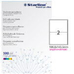 Etichette adesive - in carta - angoli arrotondati - permanenti - 199,6 x 143,5 mm - 2 et/fg - 100 fogli - bianco - Starline