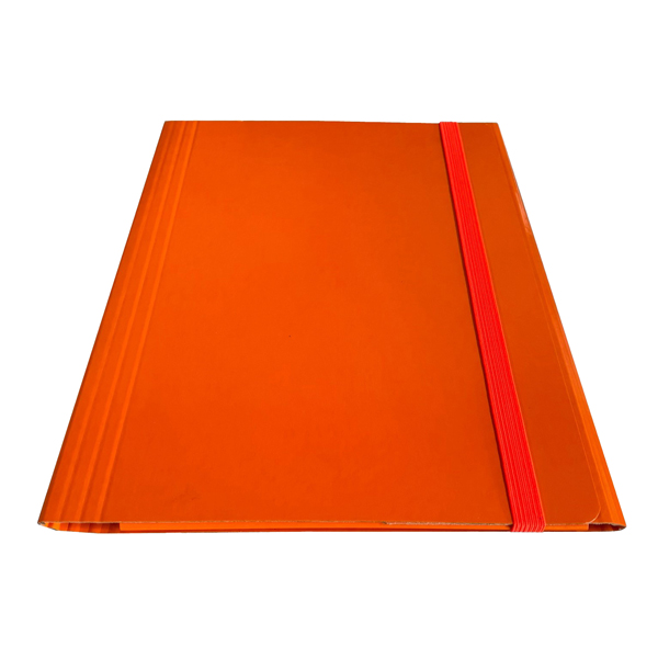 MD_STL5404 Cartella 3 lembi con elastico piatto - A4 - dorso variabile - arancio - Starline - immagine 1