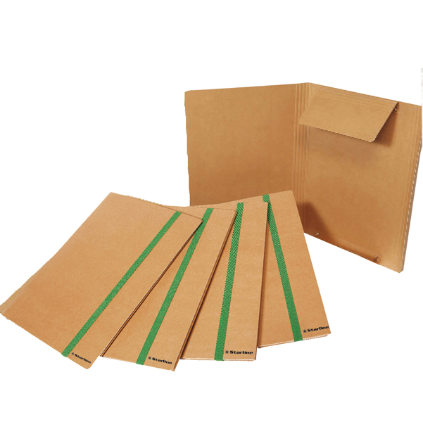 MD_STL6100 Cartella 3 lembi con elastico piatto - 25 x 35 cm - dorso variabile - cartoncino - avana - Starline - immagine 1
