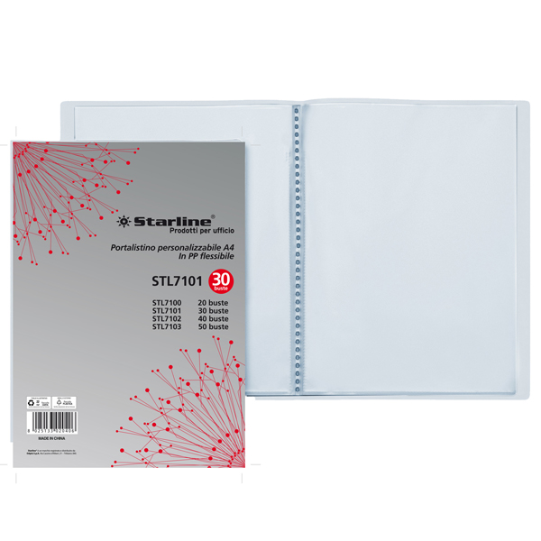 MD_STL7101 Portalistini personalizzabile - PP - 22 x 30 cm - 30 buste - trasparente - Starline - immagine 1