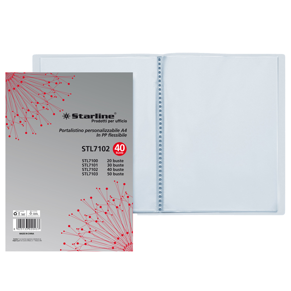 MD_STL7102 Portalistini personalizzabile - PP - 22 x 30 cm - 40 buste - trasparente - Starline - immagine 1