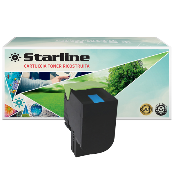 MD_STLLELCS410C Starline - Toner Ricostruito - per Lexmark - Ciano - 70C2HC0 - 3.000 pag - immagine 1