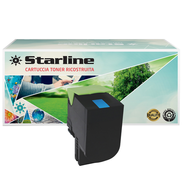 MD_STLLELCX410C Starline - Toner Ricostruito - per Lexmark - Ciano - 80C2HC0 - 3.000 pag - immagine 1