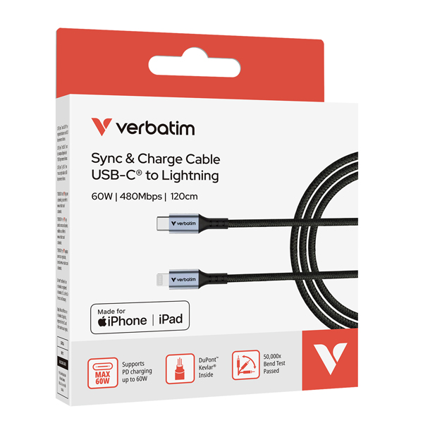 MD_VERB31844 Verbatim - Cavo USB-C a Lightning - 31844 - 120cm - immagine 1