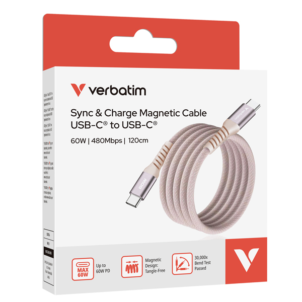 MD_VERB31853 Verbatim - Cavo USB-C to USB-C - Rosa - 31853 - 120cm - immagine 1
