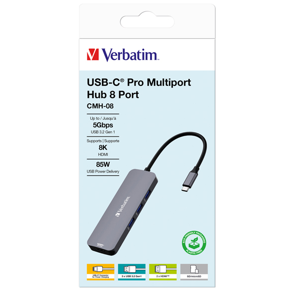 MD_VERB32151 Verbatim - USB-C Pro Multiport Hub 8 Port - 32151 - immagine 1