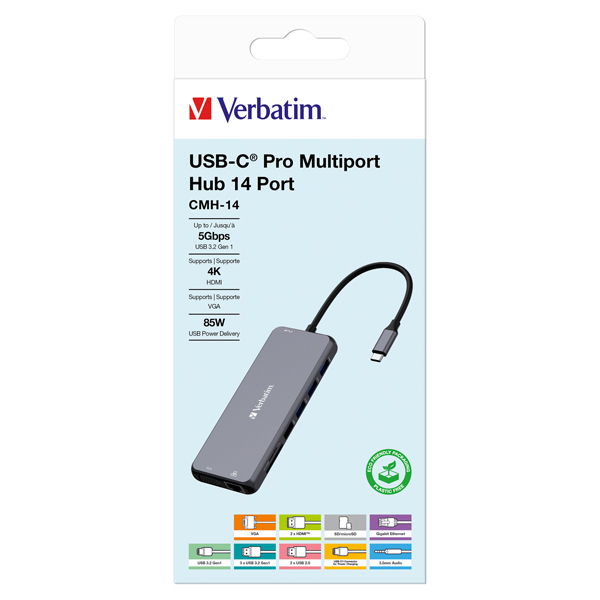 MD_VERB32154 Verbatim - USB-C Pro Multiport Hub 14 Port - 32154 - immagine 1