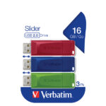 Verbatim - USB Pen Drive 3.0 Store’N’Click 3X16GB R/B/Y - conf. 3 pezzi - 49306