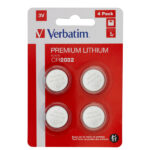 Micropile CR2032 - 3V - a pastiglia - litio - Verbatim - blister 4 pezzi