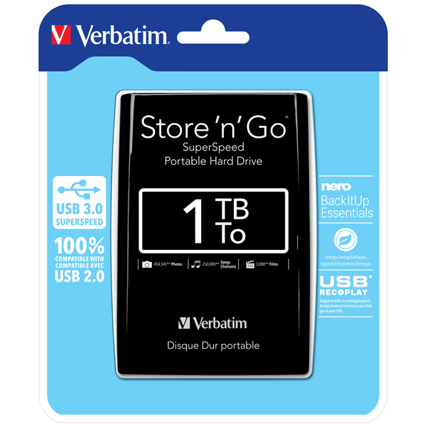 MD_VERB53023 Verbatim - Hard disk Store 'N'Go Usb 3.0 - Nero - 53023 - 1TB - immagine 1