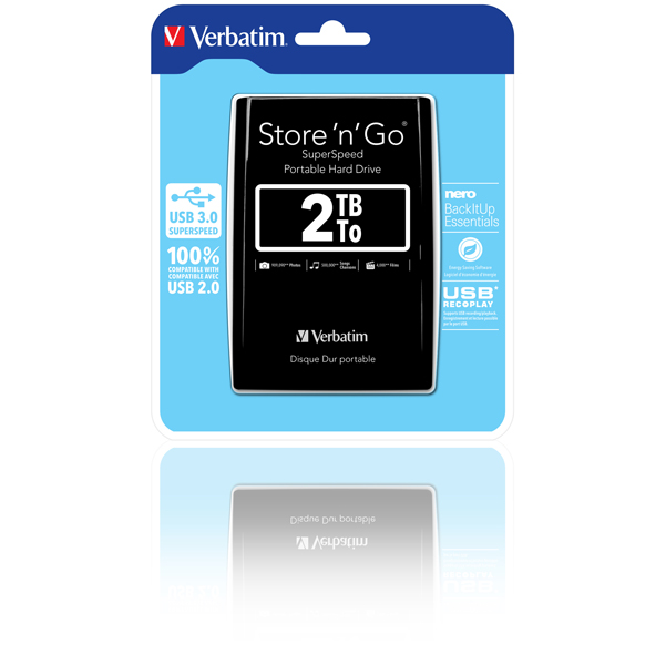 MD_VERB53177 Verbatim - Hard disk portatile Store 'N'Go Usb 3.0 - Nero - 53177 - 2TB - immagine 1