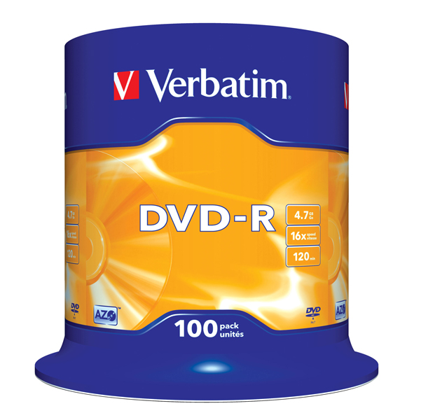 MD_VERBDVD-R47SE Verbatim - Scatola 100 DVD-R - serigrafato - 43549 - 4,7GB - immagine 1