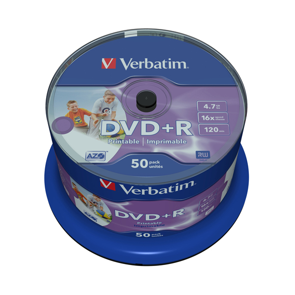 MD_VERBDVD43512 Verbatim - Scatola 50 DVD+R - stampabile - 43512 - 4,7GB - immagine 1