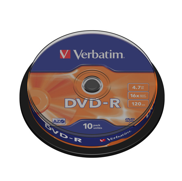 MD_VERDVD-R4716S Verbatim - Scatola 10 DVD-R - serigrafato - 43523 - 4,7GB - immagine 1