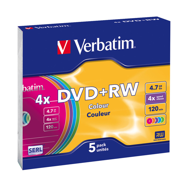MD_VERDVDRW474XC Verbatim - Scatola 5 DVD+RW - colore - 43297 - 4,7GB - immagine 1