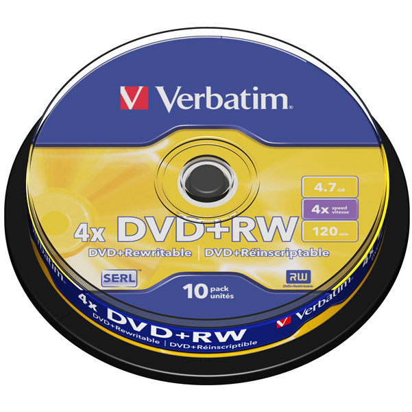 MD_VERDVDRW474XS Verbatim - Scatola 10 DVD+RW - 43488 - 4,7GB - immagine 1