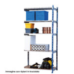 Scaffale Rang'Eco180 - modulo aggiunta - 5 ripiani - portata ripiano 180 kg - 100 x 35 x 200 cm - acciaio - grigio/blu - Paperflow - immagine 2