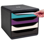 Cassettiera Big Box 4 -linea Titane - 34,7 x27,8 x 26,7 cm - 4 cassetti - colori assortiti - Exacompta - immagine 4