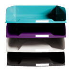 Set 4 vaschette portacorrispondenza Combo - linea Titane - 34,6 x 25,5 x 6,5cm - colori assortiti - Exacompta - immagine 2