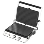 Tostiera piatta elettrica TOSTONE PLUS - 41 x 25 x 7,5 cm - 600 W - nero/argento - Melchioni family - immagine 2