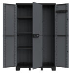 Armadio CAB102A ardesia - 3 ante - 102 x 39 x 172 cm - plastica - nero - Terry - immagine 2