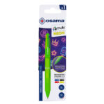 Penna a sfera 4 Multi Chrome - punta 1,00 mm - 4 colori - verde neon  - Osama - immagine 2