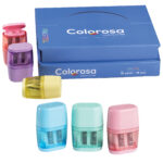Temperino Colorosa Pastel - con serbatoio - 2 fori - colori assortiti - RiPlast - conf. 18 pezzi - immagine 2