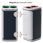 Cestino gettacarte Wastee - per raccolta differenziata - 60 L - Rosso/metallo - Kobra - immagine 3