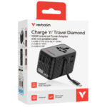 Adattatore - da viaggio universale - GaN III - con cavo USB-C retrattile - Nero - Verbatim - immagine 5