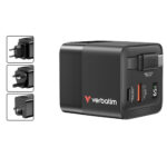 Caricabatterie - da muro - GaN - 65W - 2 porte - con cavo retrattile -Verbatim - immagine 2