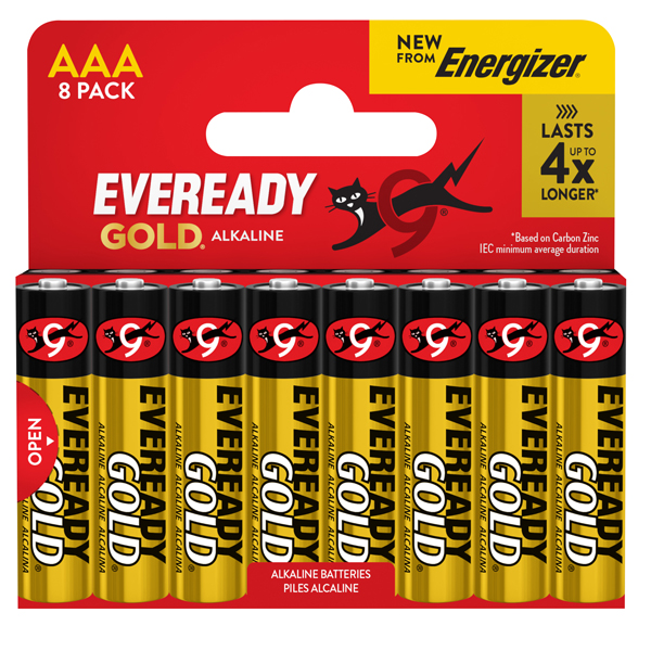 MD_104096 Pila ministilo AAA - 1,5V - Eveready Gold - alcalina - Energizer - blister 8 pezzi - immagine 1