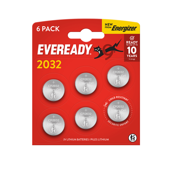 MD_104110 Micropila Eveready Lithium CR2032 - 3V - a pastiglia - litio - Energizer - blister 6 pezzi - immagine 1