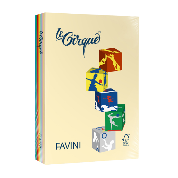 MD_104123 Carta Le Cirque - A4 - 80 gr - mix 5 colori tenui + mix 5 colori forti - Favini - conf. 500 fogli - immagine 1