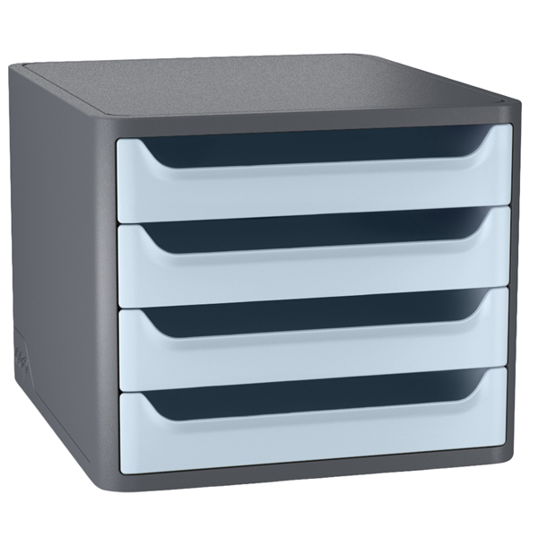 MD_104376 Cassettiera 1400 First - 4 cassetti - 28,8 x 34,6 x23,4 - grigio\azzurro chiaro - Cep - immagine 1