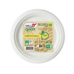 Piatto frutta monouso - rotondo - diametro 17 cm - cellulosa - bianco - Dopla Green - conf. 50 pezzi