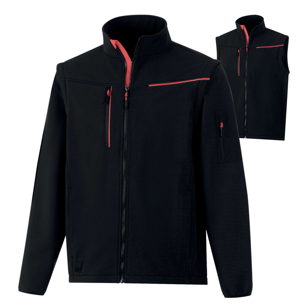 MD_104542 Giacca Softshell 2 in 1 Soccia - taglia XL - nero/rosso - Deltaplus - immagine 1