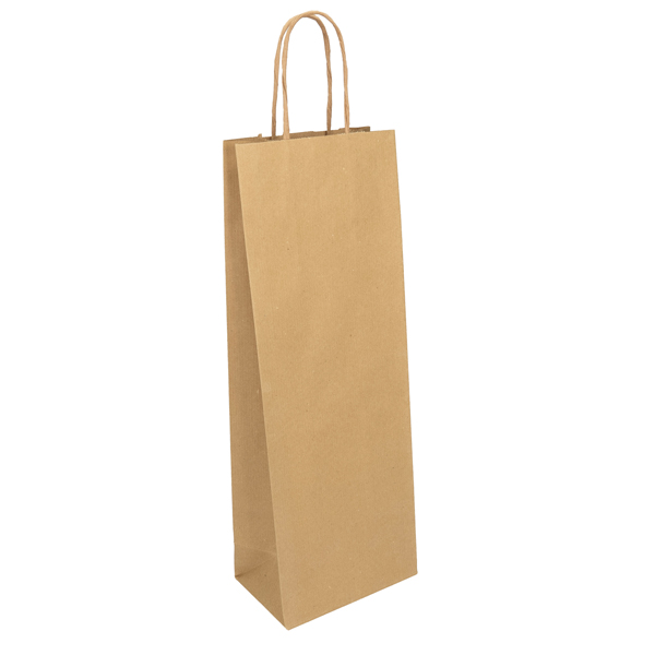 MD_104671 Portabottiglie EASY - maniglie cordino - 14 x 9 x 39 cm - carta sealing - avana - Mainetti Bags - conf. 25 pezzi - immagine 1