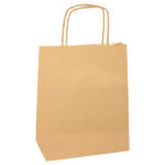 Shopper - maniglie cordino - 14 x 9 x 21 cm - carta biokraft - avana - Mainetti Bags - conf. 25 pezzi