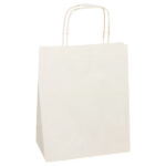Shopper - maniglie cordino - 14 x 9 x 21 cm - carta kraft - bianco - Mainetti Bags - conf. 25 pezzi