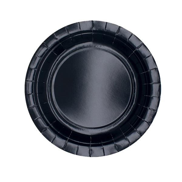 MD_104738 Piatti piani Ecocolor - Ø18cm - biodegradabile - nero - Big Party - conf. 25 pezzi - immagine 1