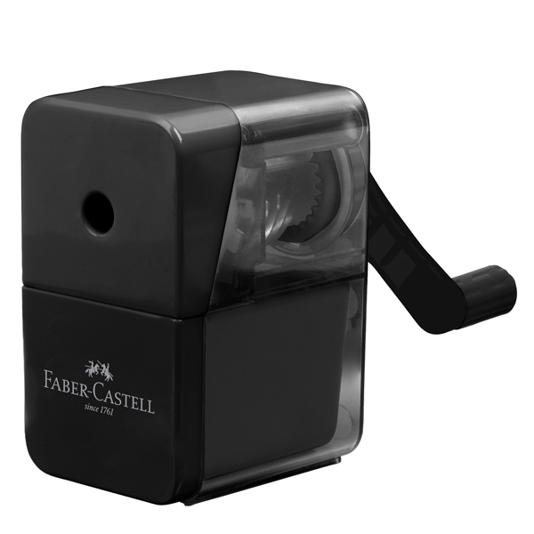 MD_104842 Temperamatite con manovella - 1 foro - c/serbatoio - nero - Faber-Castell - immagine 1