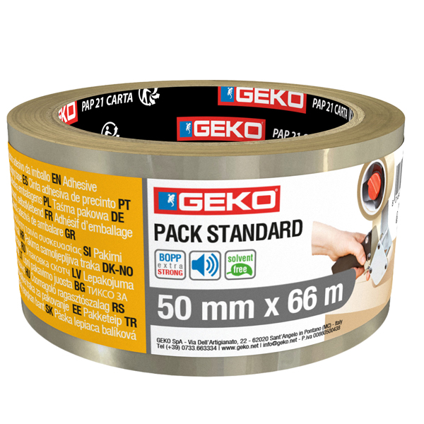 MD_104901 Nastro adesivo - 5 cm x 66 m - PLP - standard - trasparente - Geko - immagine 1