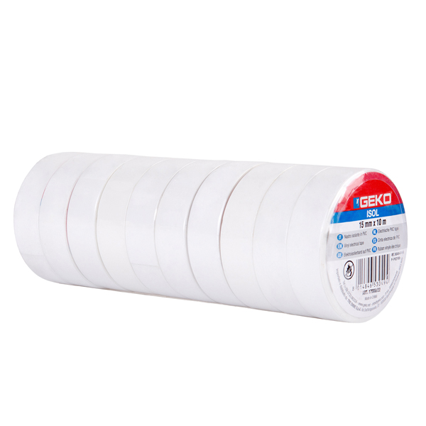 MD_104903 Nastro adesivo isolante - 15mm x 10 m - PVC - bianco - Geko - immagine 1