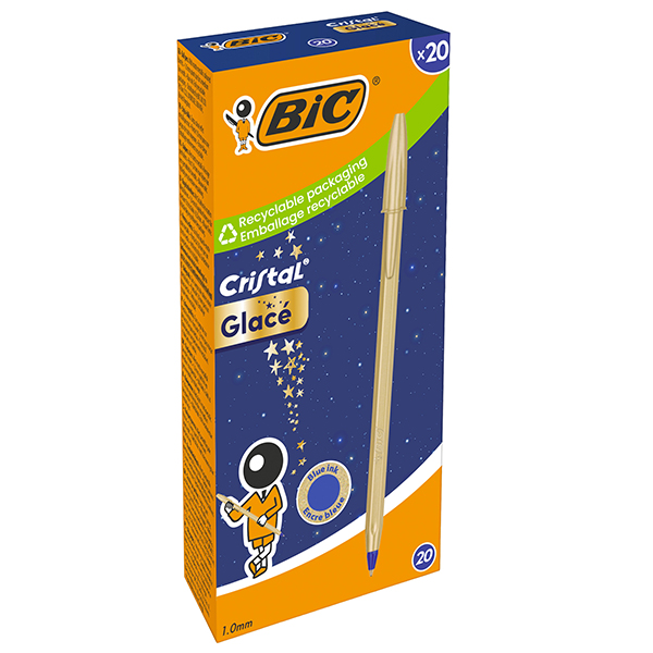 MD_104910 Penna sfera Cristal Glacè - 1.0 mm - fusto oro - Bic - conf. 20 pezzi - immagine 1