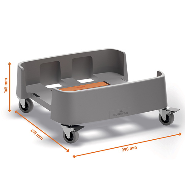 MD_104943 Carrello quadrato per bidoni DURABIN da 90L - 4 ruote - 39 × 16,5 × 41,5 cm - rPP - Durable - immagine 1